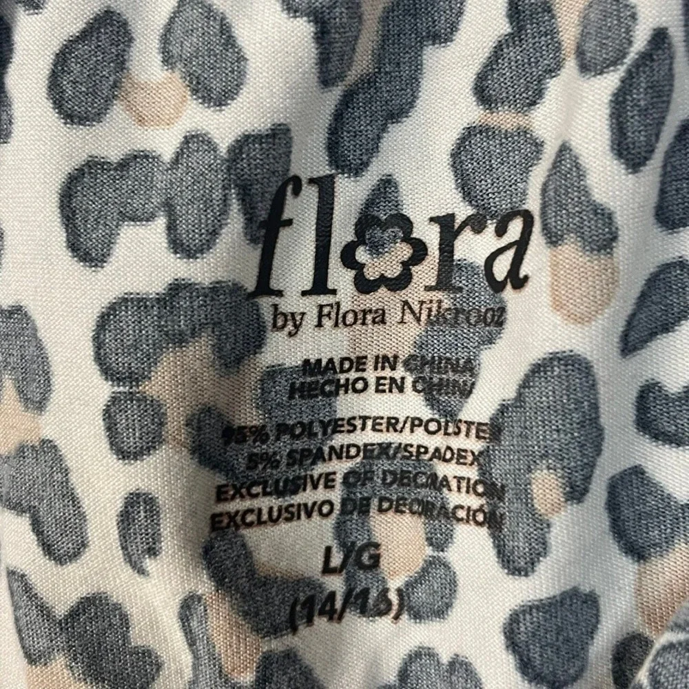Flora by Flora Nikrooz Leopard Print Pajama‎ Set Women's L Cozy Lounge